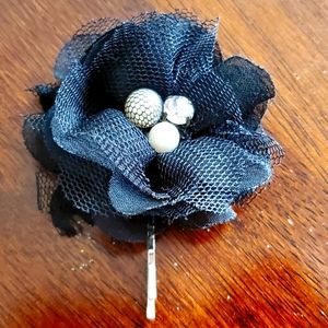 Black Jeweled Flower Barrette